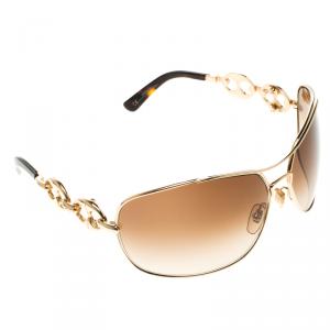 Pre Owned Gucci Gold Tone 2775/S Over-sized Sunglasses