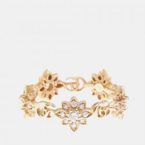 Pre Owned Gucci Flora Diamond 18K Pink Gold Fashion Diamond Band Ring