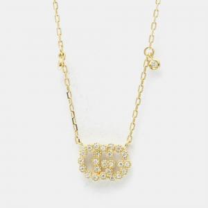 Pre Owned Gucci GG Logo Diamond 18K Yellow Gold Diamond Necklace