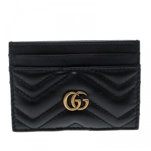 Gucci Black Matelasse Leather Marmont Card Case
