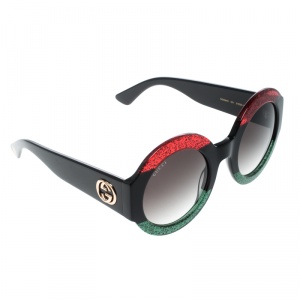 Pre Owned Gucci Multicolor/Black Gradient GG0084S Oversize Round Sunglasses
