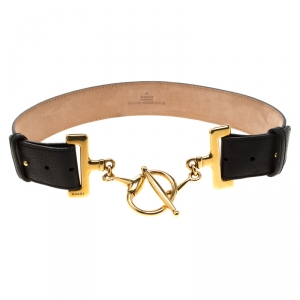 Gucci Black Leather Horsebit Belt Size 70CM