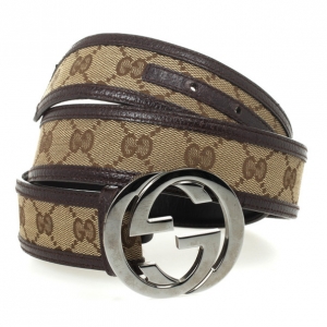 Pre Owned Gucci Brown Guccissima Interlocking G Buckle Belt