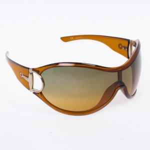Pre Owned Gucci Brown Horsebit Shield Women Sunglasses