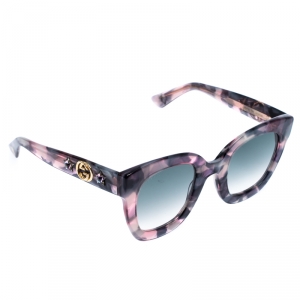Gucci Grey and Pink Havana/ Green Gradient GG0208S Square Sunglasses