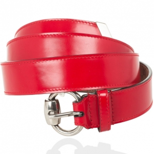 Pre Owned Gucci Red Leather Anchor Studded Belt