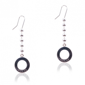 Pre Owned Gucci Silver Round Pendant Earrings