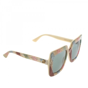 مملوكة مسبقًا Gucci Multicolor Glitter GG0328S Oversized Square Sunglasses
