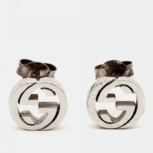 Pre Owned Gucci GG Sterling Silver Stud Earrings