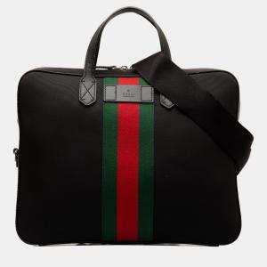 Gucci Black Techno Web Briefcase