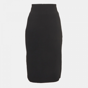 Pre Owned Gucci Black Crepe Pencil Skirt M