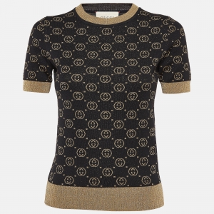 Gucci Black GG Interlock Lame Wool Top XXS