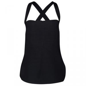 Gucci Black Rib Knit Cross Back Detail Sleeveless Top L
