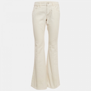 Pre Owned بنطلون سكني قطني درل غوتشي بيج مقاس متوسط