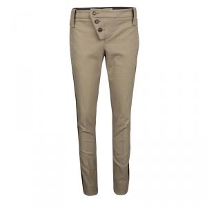 Gucci Brown Cotton Contrast Trim Buckle Detail Tapered Trousers M