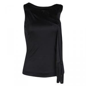 Gucci Black Knit Drape Tassel Detail Sleeveless Top XS