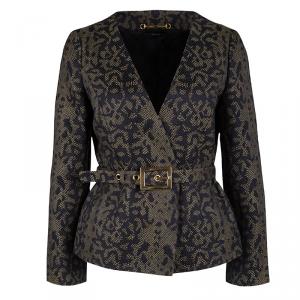 Gucci Multicolor Python Pattern Belted Jacquard Jacket M