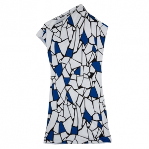 Pre Owned Gucci Blue & White Abstract Print Stretch Dress M