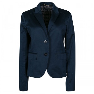 Gucci Navy Blue Stretch Cotton Tailored Two Button Blazer L