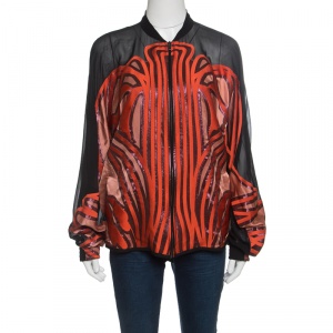 Pre Owned Gucci Black Contrast Front Panel Detail Zip Front Jacket S