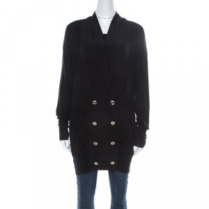 Gucci Black Cashmere and Silk Double Breasted Cardigan M 