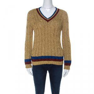 Gucci Gold Tinsel Web Stripe Detail Pullover S