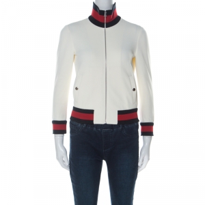 Gucci Off White Jersey Knit Web Trim Track Jacket XS