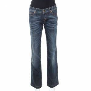 Gucci Blue Embellished Denim Straight Fit Jeans M