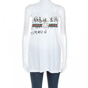 Gucci White Logo Print Cotton Coco Capitán Tank Top M