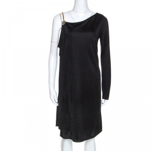 Gucci Black Knit Chain Detail Asymmetric Short Dress M
