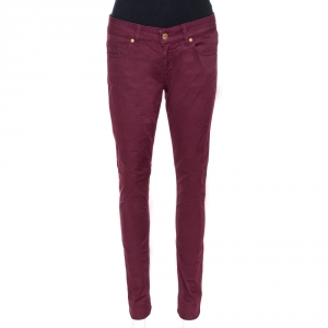 Gucci Burgundy Stretch Denim New Leggings S