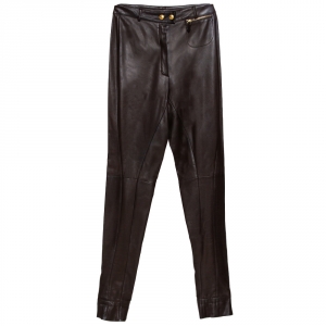 Pre Owned Gucci Vintage Chocolate Brown Leather Riding Trousers M