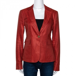 Gucci Brick Red Hemp & Silk Single Buttoned Blazer M