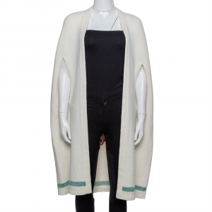 Pre Owned Gucci Cream Knit Wool Flying Pig Detail Cape M