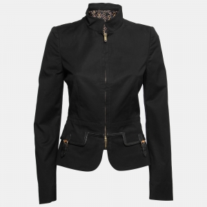 Pre Owned Gucci Black Cotton Pocket Detail Zip Front Jacket S