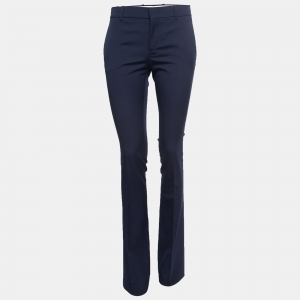 Gucci Navy Blue Wool Flared Trousers S