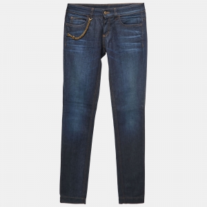 Gucci Dark Blue Denim Pocket Chain Detail Jeans S Waist 28"