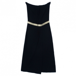 Pre Owned Gucci Black Strapless Cocktail Dress S