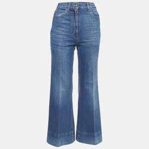 Gucci Blue Faded Denim High Rise Flared Jeans S Waist 23''