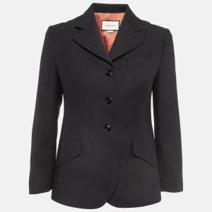 Gucci Black Stretch Silk Blend Single Breasted Blazer S