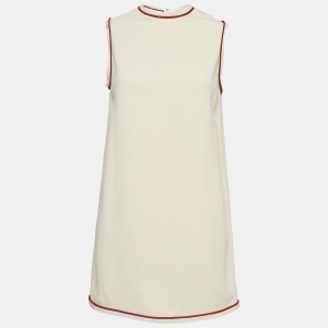 Pre Owned Gucci Light Beige Crepe Sleeveless Mini Dress S