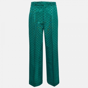 Pre Owned Gucci Green GG Jacquard Trousers M