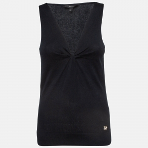 Gucci Black Cotton Twisted Detail Tank Top S