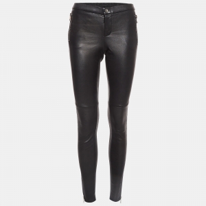 Gucci Black Leather Skinny Trousers S