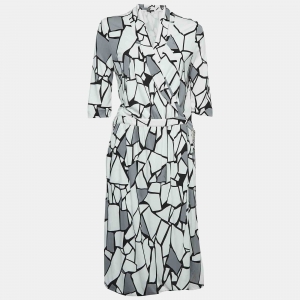 Gucci Monochrome Printed Jersey Midi Wrap Dress XL