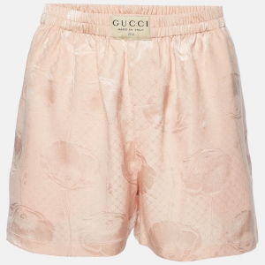 Gucci Coral Pink Floral Silk Jacquard Shorts S