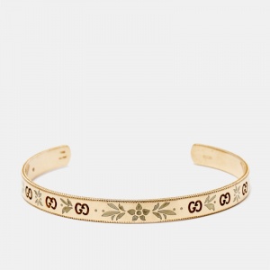 Gucci GG Icon Blossom Enamel 18k Rose Gold Cuff Bracelet 18