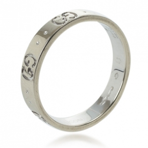 Gucci 18kt White Gold Icon Thin Band Size 56
