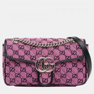 Gucci Pink Small GG Multicolor Canvas Marmont Crossbody Bag