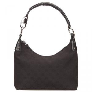 مملوكة مسبقًا Gucci Black GG Canvas Hobo